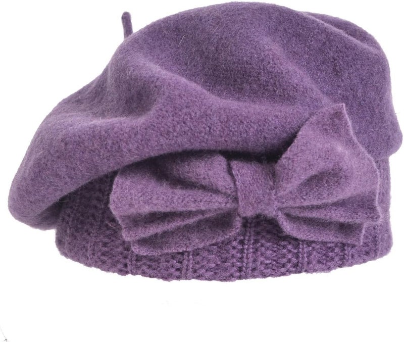 VECRY Lady French Beret 100% Wool Beret Floral Dress Beanie Winter Hat - Image 2